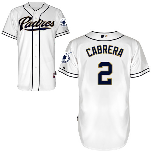 Everth Cabrera #2 MLB Jersey-San Diego Padres Men's Authentic Home White Cool Base Baseball Jersey